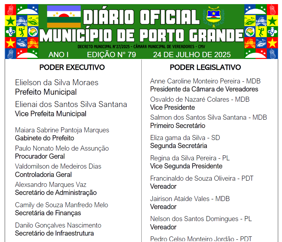 DIÁRIO OFICIAL - EDIÇÃO N° 79 - 24 DE JULHO DE 2025